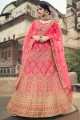 Satin Embroidered Pink Wedding Lehenga Choli with Dupatta