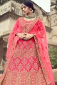 Satin Embroidered Pink Wedding Lehenga Choli with Dupatta