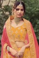 Satin Embroidered Yellow Wedding Lehenga Choli with Dupatta