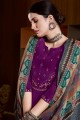 Eid Palazzo Suit in Purple Crepe with Embroidered