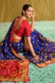 Printed South Indian Saree in Royal blue Brasso