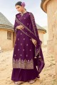 Jacquard Embroidered Purple Eid Palazzo Suit with Dupatta