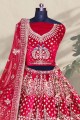 Embroidered Red  Wedding Lehenga Choli in Velvet