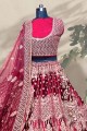 Embroidered Maroon Wedding Lehenga Choli in Velvet