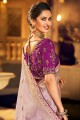 Purple Embroidered Silk and viscose South Indian Saree