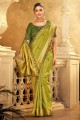 Green Silk and viscose South Indian Saree with Embroidered