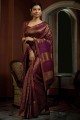 Wine  Saree in Art silk with Weaving