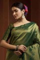 Art silk Dark green Saree in Weaving