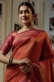 Saree Art silk  in Red with Weaving