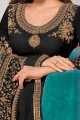 Black Embroidered Eid Salwar Kameez in Faux georgette
