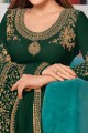 Green Embroidered Faux georgette Eid Salwar Kameez