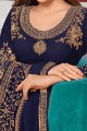 Embroidered Eid Salwar Kameez in Blue Faux georgette