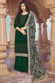 Embroidered Georgette Green Eid Palazzo Suit with Dupatta