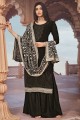 Georgette Eid Palazzo Suit with Embroidered in Black