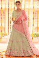 Wedding Lehenga Choli Georgette with Embroidered in Pista