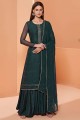 Embroidered Eid Sharara Suit in Green Georgette