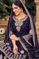 Eid Sharara Suit in Blue Georgette with Embroidered