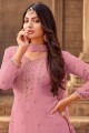 Georgette Embroidered Pink Eid Sharara Suit with Dupatta