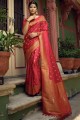 Art silk Red  Saree with Weaving