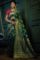 Zari,weaving Art silk Saree in Green