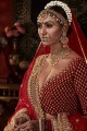 Maroon Velvet Wedding Lehenga Choli in Embroidered