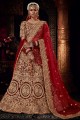 Wedding Maroon  Lehenga Choli in Velvet with Embroidered