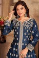 Eid Anarkali Suit in Blue Art silk with Embroidered