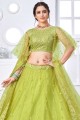 Green Party Lehenga Choli in Embroidered Net