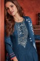 Blue Viscose Embroidered Eid Palazzo Suit with Dupatta