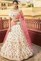 Organza Wedding Lehenga Choli in Off white with Embroidered