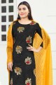 Silk Salwar Kameez with Embroidered in Black