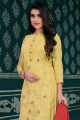 Chanderi silk Salwar Kameez in Yellow with Embroidered