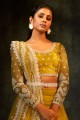Embroidered Net Party Lehenga Choli in Yellow