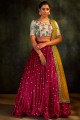 Embroidered Satin and silk Party Lehenga Choli in Burgundy  with Dupatta