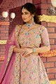 Raw silk Party Lehenga Choli with Embroidered in Baby pink