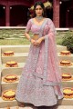 Embroidered Wedding Lehenga Choli in Pink Organza