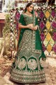 Raw silk Wedding Lehenga Choli with Embroidered in Green