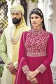 Pink Embroidered Faux georgette Eid Anarkali Suit