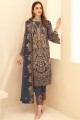 Faux georgette Pakistani Suit with Embroidered in Grey
