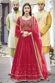 Eid Anarkali Suit in Pink Faux georgette with Embroidered