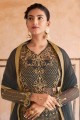 Embroidered Net Grey Eid Anarkali Suit with Dupatta