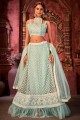 Party Lehenga Choli in Sky blue Net with Embroidered