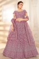 Purple Embroidered Net Wedding Lehenga Choli
