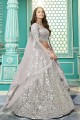 Georgette Party Lehenga Choli with Embroidered in Grey
