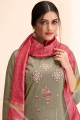 Eid Salwar Kameez in Khaki  Cotton with Embroidered