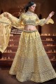 Golden Party Lehenga Choli in Embroidered Georgette
