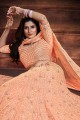 Georgette Party Lehenga Choli in Peach with Embroidered