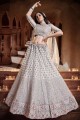 Grey Party Lehenga Choli in Embroidered Georgette