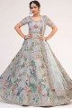 Net Grey Party Lehenga Choli in Embroidered