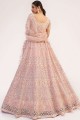 Party Lehenga Choli in Rose pink Net with Embroidered